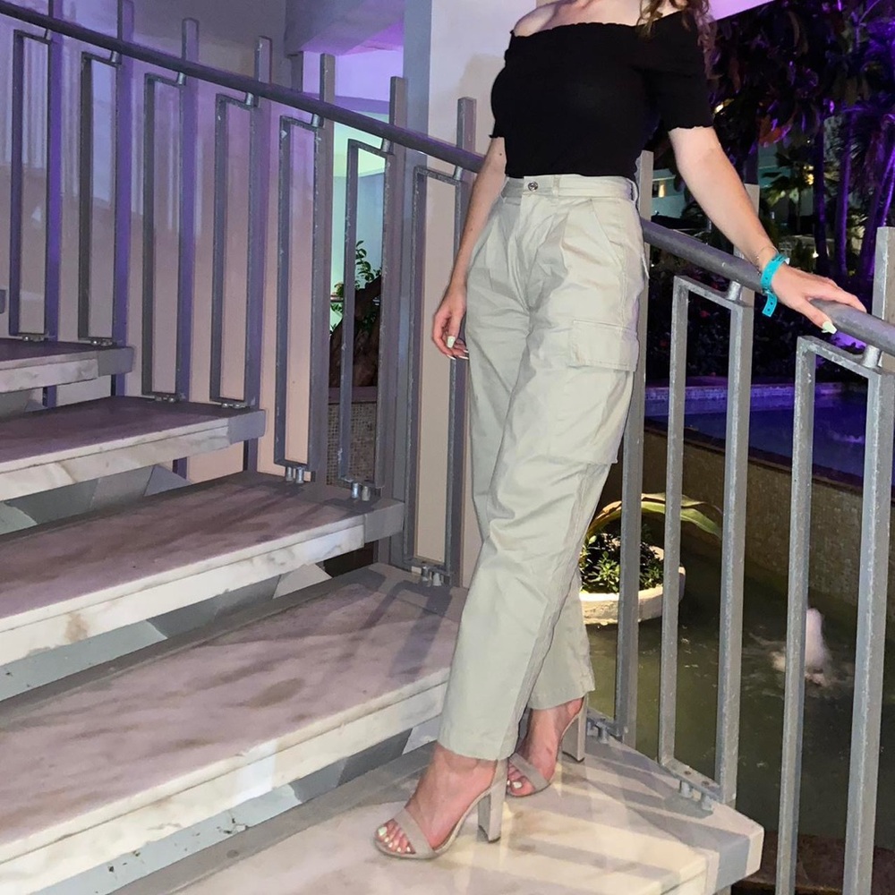 ASOS Petite Sage Green chino pants with cargo pockets